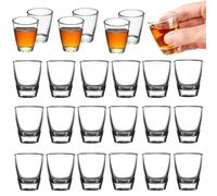 24 PCS Bicchierini da Liquore, Bicchieri da Shot da 35 ml, Tumbler in Vetro Temperato, Bicchiere per Bere Direttamente, Bicchieri da Vino Piccoli in Vetro Dal Fondo Spesso per Feste