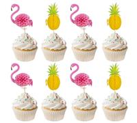 24 PCS Decorazioni Torta Fenicottero, 3D Fenicottero E Ananas Cake Topper, Decorazioni Torta Hawaii, Topper Tortas Fenicotteros, Adatto per Feste A Tema Spiaggia Estiva, Feste A Tema Hawaiano