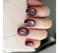 24 Pcs Gatti Di Mandorle Breve Spremiagrumi Su Unghie Francesi Ovali Copertine Pieno Lucido Unghie Acriliche Consigli Per Le Donne E Le Ragazze Stampa Ons