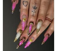 24 PCs Gocce Gradiente Unghie Finte Riutilizzabile Artificiale Pieno Incollare Su Pizzo Press