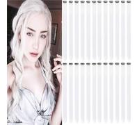 24 PCS Hair Extensions Clip in, 22 Inch Colored Hair Extensions Party Highlights Long Straight Synthetic Hairpieces for Women Cosplay Halloween Christmas (white)