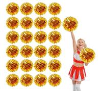 24 Pcs pom poms cheer,13.7inch with Four finger payment Cheer Pom Pomsfor Dance, Matches (gold)