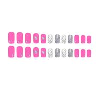 24 Pcs San Valentino Argento Glitter Unghie Del Cuore Suggerimenti Premere