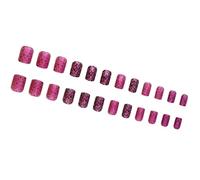 24 Pcs San Valentino Unghie Francese Breve Pressa Quadrata Su Eleganti Disegni Incollare Sulla Manicure Spiegazioni Applicazione Rapida Chiodo