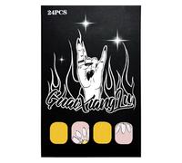 24 Pcs Unghie Finte Quadrate Corte Con Costruzioni Fioriere Lucide Unghie Acriliche Unghie Invernali Artificiali Per Festa Chiodo Quadrato Corto