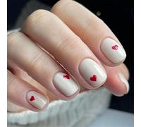 24 Pcs Unghie San Valentino Breve Square Press Su Unghie Eleganti Design Cuore Incollare Su Unghie Manicure Per Le Donne Alla Moda