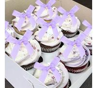 24 pcs viola bow cupcake toppers topper per torta decorazioni di compleanno con fiocco per fiocco bridal shower addio al nubilato babyshower