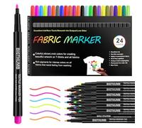 24 Pennarelli per Tessuti e Stoffa, Pennarelli per Tessuti Resistenti ai Lavaggi, Colori Atossici, Indelebili e Permanenti a Punta Fine, Ideali per Borse in Stoffa, Magliette - Per Bambini e Adulti