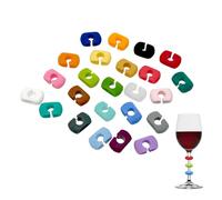 24 pennarelli per vetro, in silicone, per feste, cocktail, bar, matrimoni, anelli in vetro per distinguere i bicchieri, 24 pezzi, Standardgröße, Silicone, Agata