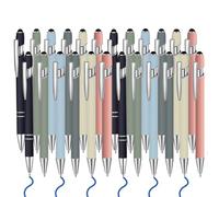 24 penne a sfera con inchiostro blu con punta stilo, penna a sfera 2 in 1, 1,0 mm, inchiostro blu, in metallo, per touch screen, colleghi, familiari, colleghi, ufficio (turchese)