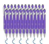 24 penne a sfera con inchiostro blu con punta stilo, penna a sfera 2 in 1, 1,0 mm, inchiostro blu, in metallo, per touch screen, colleghi, familiari, colleghi, ufficio (viola)