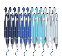 24 penne a sfera con inchiostro blu con punta stilo, penna a sfera 2 in 1, 1,0 mm, inchiostro blu, in metallo, per touch screen, colleghi, familiari, colleghi, ufficio (Treasure Navy)