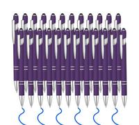 24 penne a sfera con inchiostro blu con punta stilo, penna a sfera 2 in 1, 1,0 mm, inchiostro blu, in metallo, per touch screen, colleghi, familiari, colleghi, ufficio (viola scuro)