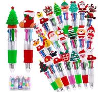 24 penne a sfera multicolore di Natale, 4 colori in 1, retrattili, simpatiche, divertenti penne per bambini, renne, albero di Natale, Babbo Natale, pupazzo di neve, penne per la scuola, feste