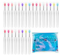 24 pennelli per labbra in silicone e una borsa per il trucco olografica, pennelli riutilizzabili in silicone per applicare maschere per labbra in crema, ombretto e rossetto, borsa da viaggio per donne