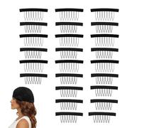 24 pettini per parrucca, presa sicura, 7 denti, in acciaio rinforzato, clip per parrucca, pettine con design antiscivolo, per donne e ragazze, retina per parrucche, fai da te, multi acconciatura (nero