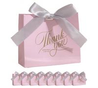 24 pezzi/12 pezzi/6 pezzi Sacchetti regalo con scritta "Grazie", mini sacchetti per caramelle con fiocco, adatti per feste, compleanni, matrimoni, addii al nubilato, regali per gli invitati al matrimo