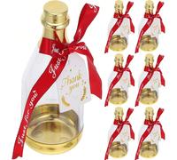24 pezzi/12 pezzi opzionali Bomboniere creative in acrilico a forma di bottiglia di champagne, regali per damigelle, contenitori in plastica trasparente per caramelle con coperchi dorati, inclusi nast