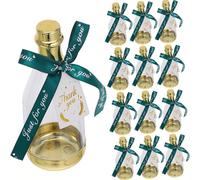 24 pezzi/12 pezzi opzionali Bottiglie di plastica mini creative in acrilico a forma di bottiglia di champagne per bomboniere, regali per damigelle, contenitori trasparenti con coperchio dorato, nastro