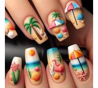 24 Pezzi 3d Beach Press Su Unghie Balletto Finte Unghie Francesi Suggerimenti Arte Su Chiodi Acrilici Manicure Per Le Donne Colla