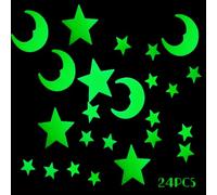 24 Pezzi 3D Luna e Stelle Adesivi Si Illuminano al Buio Adesivi Fluorescenti Luminosi Adesivi da Parete Fai da Te per Soffitto per la Decorazione del Soggiorno della Cameretta dei Bambini