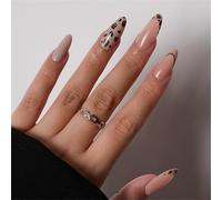 24 Pezzi A Forma di Mandorla Premere Su Unghie Con Animale Puntini Modello Lungo Faux Per Le Signore di Modo Manicure Arte