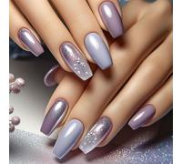 24 pezzi a forma quadrata pressa sulle unghie con struttura fiorita, gradiente di lucentezza