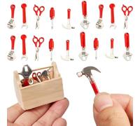 24 pezzi Accessori per la casa delle bambole in miniatura, Mini Strumenti di riparazione Accessori per la casa delle bambole, Kit di martello a chiave realistica Miniatures giocattoli per il giardino