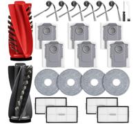 24 pezzi accessori per robot aspirapolvere Roborock Saros 10R, 2 spazzola principale, 6 sacchetti per la polvere, 4 salviette, 4 filtri HEPA, 6 spazzole laterali, 1 spazzola per la pulizia, 1