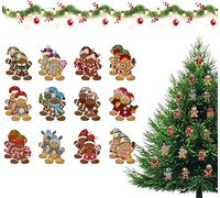 24 Pezzi Addobbi Natale in Legno - Omini Pan di Zenzero Vintage con Cordino - Decorazioni per Albero di Natale, Finestre, Porte e Idee Regalo Fai da Te