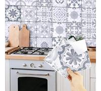 24 pezzi adesivi per piastrelle, adesivi piastrelle cucina, piastrelle cucina adesive, 15 cm x 15 cm, con 1 piccolo raschietto, per cucina, bagno, lavanderia, camera da letto, soggiorno