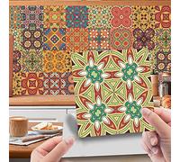 24 Pezzi Adesivi per Piastrelle per Mobili e Pareti, Hiser Mosaico Stile Impermeabile Adesivo da Parete Autoadesive Rotoli Carta per Cucina Bagno Casa Decorativo (Giallo Giallo,10x10cm)