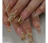 24 pezzi Adesivi per unghie decorativi a forma di croce rettangolare dorata, realizzati in materiale acrilico, perfetta vestibilità, valorizzano il tuo senso della moda. Il set include: 1 pezzo di gel