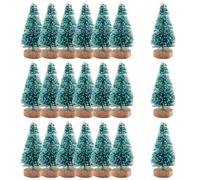 24 pezzi albero di Natale decorativo mini albero di Natale in miniatura abete, piccola spazzola per bottiglie con effetto neve verde, decorazione natalizia per Natale, decorazione da tavolo, fai da