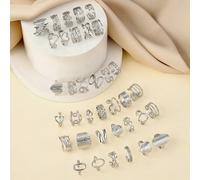 24 pezzi Anelli in acciaio inossidabile di moda retrò, in stile dorato, mix di stili, gli stili degli anelli sono casuali, misura unica adatta a tutte le dita, idonei per abbigliamento quotidiano o co