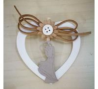 24 PEZZI Applicazione Cuore Legno sposi bianco bomboniera matrimonio 0NZM