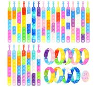 24 Pezzi Arcobaleno Bracciale in silicone,Braccialetto Pop Giocattoli,set da gioco con bracciale in gomma,Push Bubble Bracelets Fidget Toys per Bambini Adulti Ansia Sensory Braccialetti