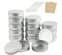 24 pezzi Barattoli in alluminio ricaricabili, Barattoli in alluminio con coperchio a vite e etichette, Contenitori cosmetici da viaggio ricaricabili di piccole dimensioni per balsamo per le labbra, lo