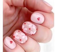 24 Pezzi Bellissime Coperture Complete Unghie Artificiali San Valentino Press On Nails Breve Stick On Nails Love Heart Unghie Artificiali