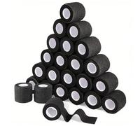24 pezzi Bende sportive calcio, bende elastiche autoadesive traspiranti per caviglie e palmi, nastro sportivo elastico 24 pezzi-bianchi-5cm*450cm,24 pezzi-blu-5cm*450cm,24 pezzi - Nero - 5 cm * 450 cm