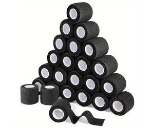 24 pezzi Bende sportive calcio, bende elastiche autoadesive traspiranti per caviglie e palmi, nastro sportivo elastico 24 pezzi-bianchi-5cm*450cm,24 pezzi-blu-5cm*450cm,24 pezzi - Nero - 5 cm * 450 cm