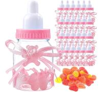 24 Pezzi Biberon Portaconfetti Vasetto Caramelle, Caramella Bomboniere Bottiglia, Favori di Nozze Forma di Bambino Bottiglina, Baby Shower Battesimo Bottigliette Regali Decorazione (rosa)