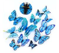 24 pezzi blu farfalla decorazione con ali 3D spille sicure PVC, decorazione primaverile camera da letto, soggiorno, ufficio, giardino, tavolo (blu)