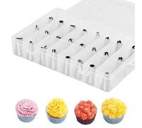 24 Pezzi Bocchette Decorative per Pasticceria, Set di Beccucci per Sac a Poche Professionali, Acciaio Inossidabile Bocchetta Utensili per Torte, Ugelli di Tubazioni per Glassa Cupcakes (24 pcs A)