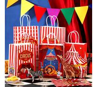 24 pezzi Borse regalo a tema Ognissanti e Carnevale con manici, a righe rosse e bianche, borse per caramelle da carnevale, adatte per decorazioni per feste di carnevale 24 pezzi,12 pezzi,6 pezzi,1 pzC