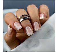 24 Pezzi Breve Clic Quadrato Su Chiodi Pressa Francese Su Manicure Decorazione Acrilico Falso Per Le Donne Facile Applicazione Chiodo