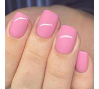 24 pezzi brevi quadrati semplici acrilico falso lucido colore artificiale bastone su