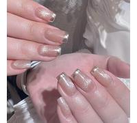 24 Pezzi Brillantanti Unghie Artificiali Pressa Francese Su Chiodi Centrobastone Su Unghie Eleganti Finte Per Festa