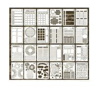 24 Pezzi, Bullet Journal Stencil Per Pittura Riutilizzabile, Adatto Per Quaderni, Diari, Album Di Ritagli, Decorazioni Per Album Fotografici Fai-Da-Te