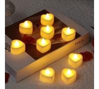 24 pezzi - Candele a LED a forma di cuore senza fiamma, romantiche e d'amore, per illuminazione notturna romantica, San Valentino, anniversario, matrimonio, decorazione tavolo festa. Candele a LED a f